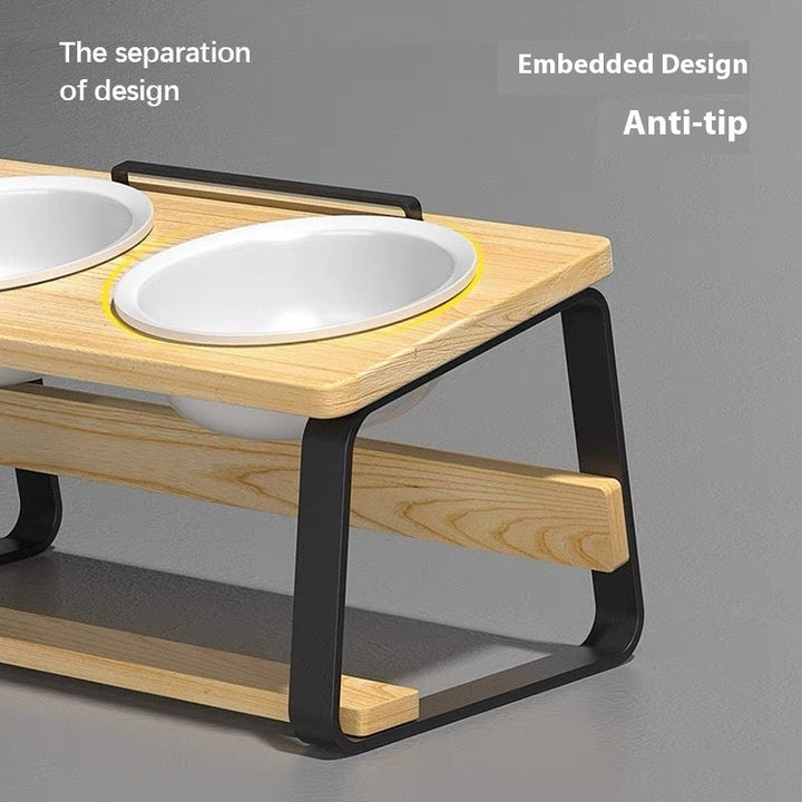 Ceramic Double Pet Feeding Bowl With Elevated Neck Support